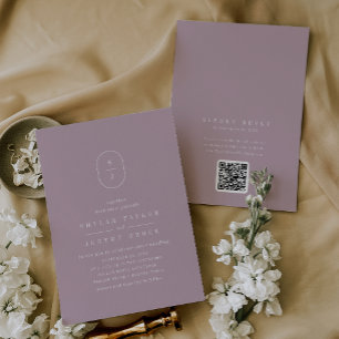 Convite Casamento de Rosa com Lilac Dusty do Código HQR Mi