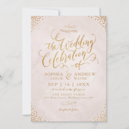 Convite Casamento de rosa de caligrafia com brilho