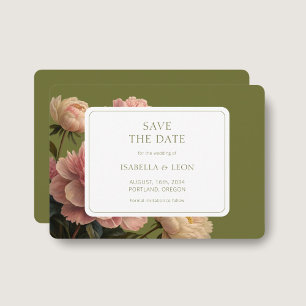 Convite Casamento de Rosa de colheita verde-oliva moderna
