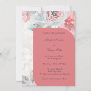 Convite Casamento de rosa de flor silvestre de aquarela fl
