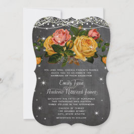 Convite Casamento de Rosa de Heirloom de Chalkboard, rosa