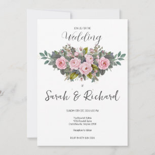 Convite Casamento de Rosa de Jardim Rosa Bege Romântico e