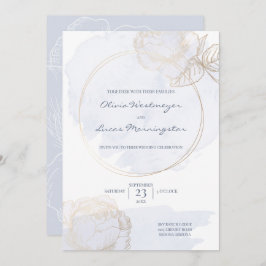 Convite Casamento de Rosa Dusty Blue Watercolor