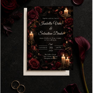 Convite Casamento de Rosa Gótica com Velas