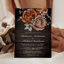 Casamento de Rosa Laranja Queimada de Madeira Rúst