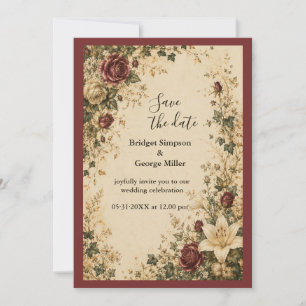 Convite Casamento de Rosa Lírio Botânico Conto de Fadas Me