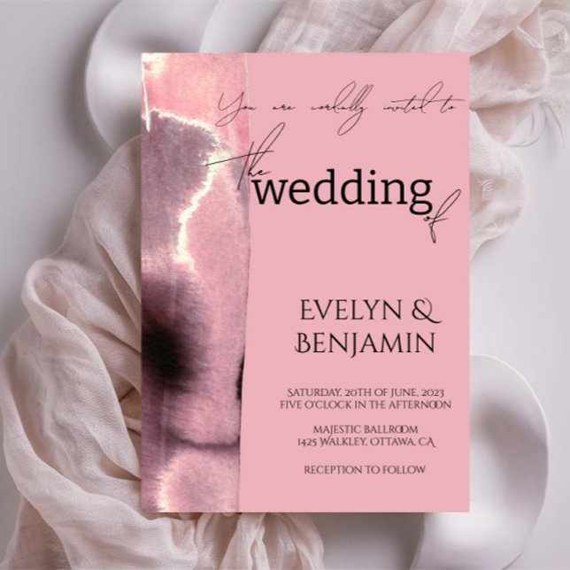 Convite Casamento de Rosa moderno, mínimo e simples (Criador carregado)