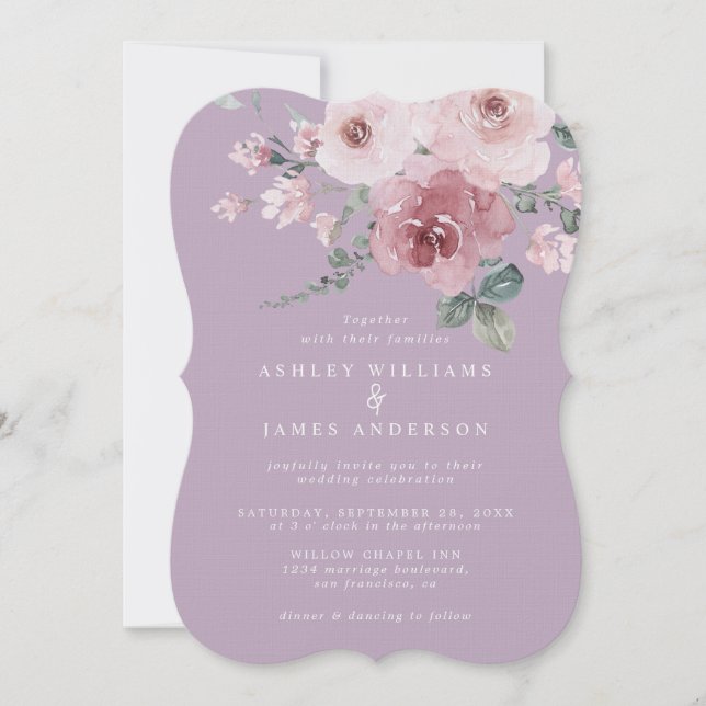 Convite Casamento de Rosa Pálida e Orquídea Justa (Frente)