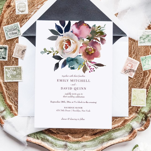 Convite Casamento de Rosa Romântica Chic Elegante (Criador carregado)