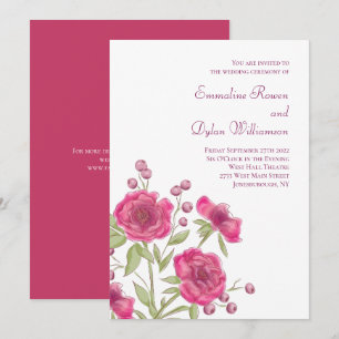 Convite Casamento de Rosa Rosa Brilhante