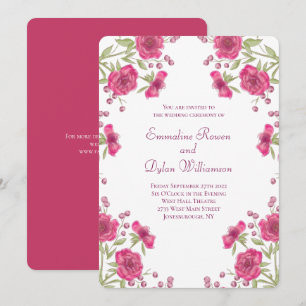 Convite Casamento de Rosa Rosa Brilhante
