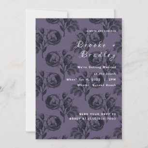 Convite Casamento de Rosa Roxa-Cinza Fumê