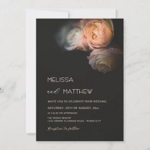 Convite Casamento de Rosas Albarca Árvore de Dourado Sombr