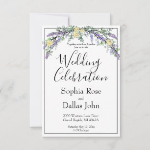 Convite Casamento de rosas amarelas da Lavanda amarela boh