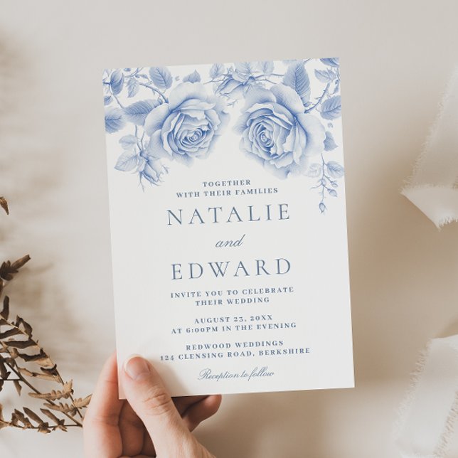Convite Casamento de Rosas Azuis Encantados (Criador carregado)