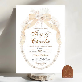 Convite Casamento de Rosas Boho Branco Marfim Coquete