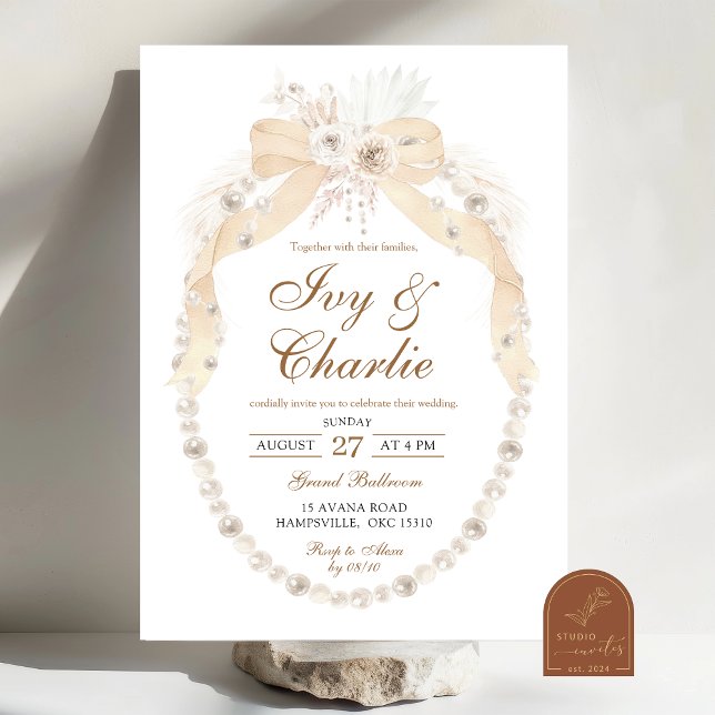 Convite Casamento de Rosas Boho Branco Marfim Coquete (Criador carregado)