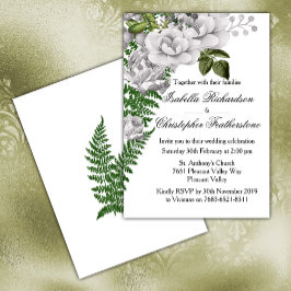 Convite Casamento de Rosas Brancas e Ferns