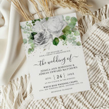 Casamento de Rosas Brancas Elegantes e Folhagens d