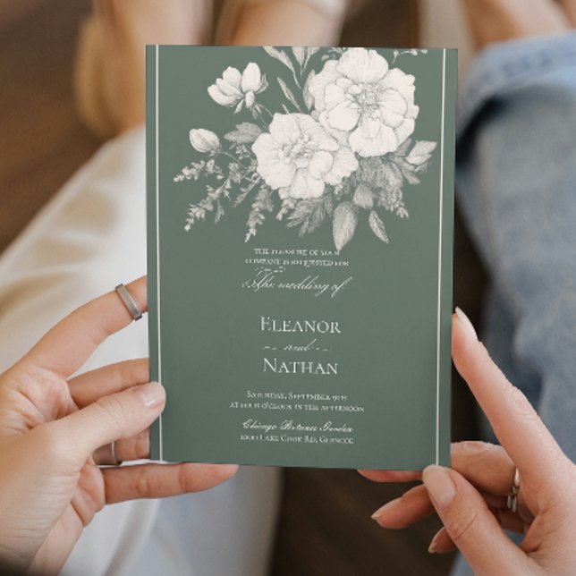 Convite Casamento de rosas brancas estilo Indigo (Criador carregado)