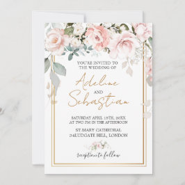 Convite Casamento de Rosas Brancas Rosa