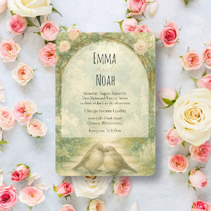 Convite Casamento de Rosas Cor-de-Rosa no Jardim Inglês Ré