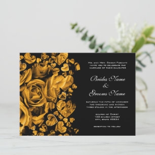 Convite Casamento de Rosas Coração de Ouro Elegante