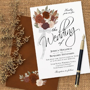 Convite Casamento de Rosas de Aquarela Elegantes do Buquê