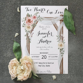 Convite Casamento de Rosas de Bares Rústicos com Amor