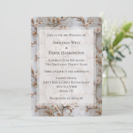 Convite Casamento de Rosas de Blush de Cinza Chic