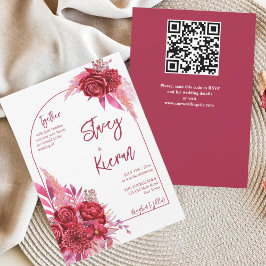 Convite Casamento de rosas de criminosos de burgundy magen