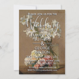 Convite Casamento de rosas e lírios