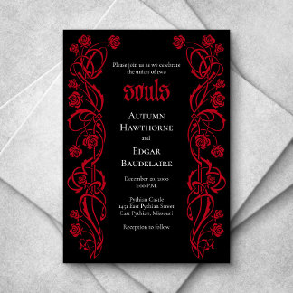 Convite Casamento de Rosas Elegantes Gótico