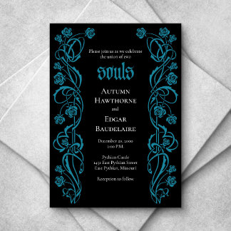 Convite Casamento de Rosas Elegantes Gótico
