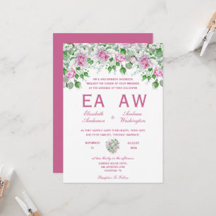 Convite Casamento de Rosas Românticas Rosa