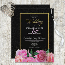 Casamento de Rosas Rosa e Brilhante Preto