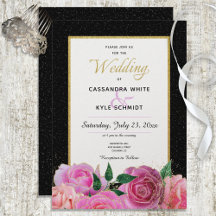 Casamento de Rosas Rosa e Brilhante Preto