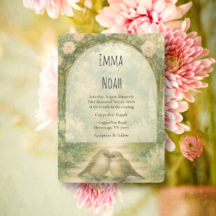 Convite Casamento de Rosas Rosa Jardim Inglês Regência