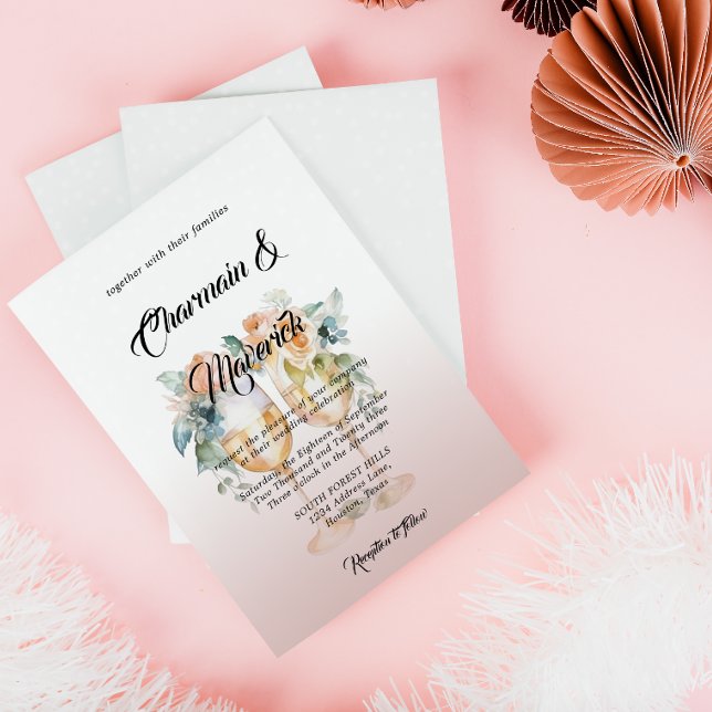 Convite Casamento de Rosas Rosa-Rosa Alabastro-Dusty (Criador carregado)