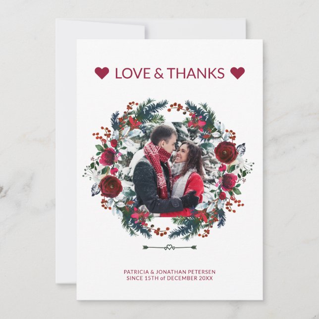 Convite Casamento de Rosas Rustic Burgundy de inverno Obri (Frente)