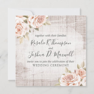 Convite Casamento de Rosas Rústicos e Românticos