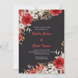 Convite Casamento de Rosas Vermelhas Country Elegantes Cin