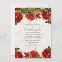Casamento de Rosas Vermelhas Elegantes Vintage