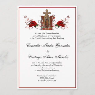Convite Casamento de Rosas vermelhas religiosas católicas