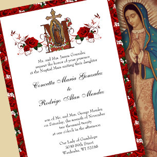 Convite Casamento de Rosas vermelhas Religiosas na Guadalu