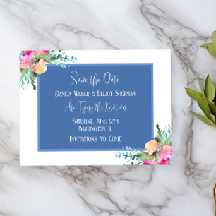 Convite Casamento de Rosebud Rosa Azul Salva a Data