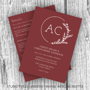 Convite Casamento de Rosewood All-in-One, Frame Foliage Mo