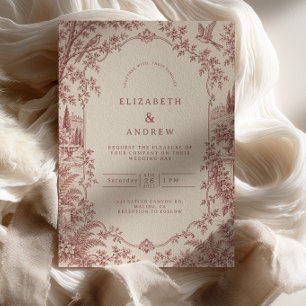 Convite Casamento de Rosewood Toile Francês