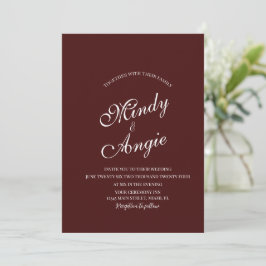 Convite Casamento de Rótulo Minimalista Burgundy Profundo