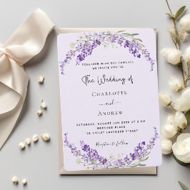 Convite Casamento de roupa violeta com flores de lavanda